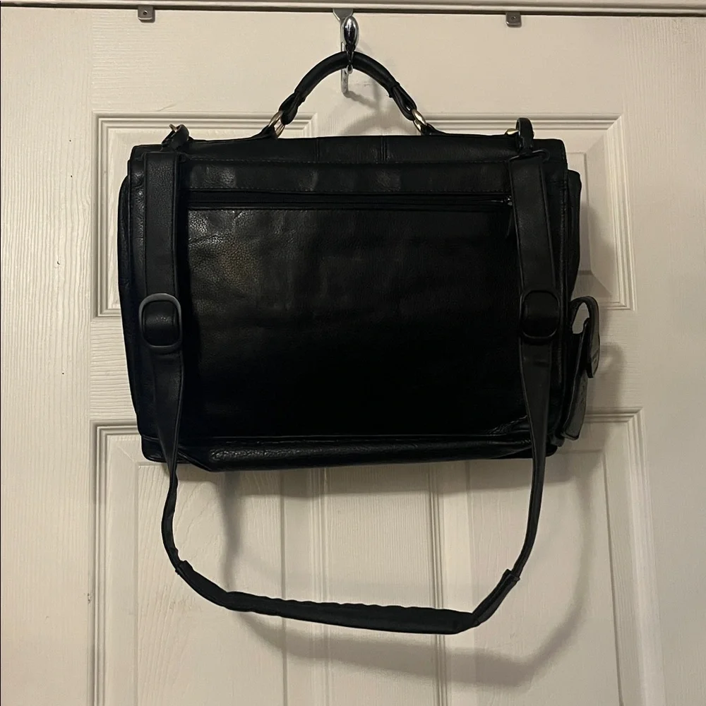 Guido Pasquali Milano Black Soft Pebbled Leather Briefcase Laptop Attaché  Bag